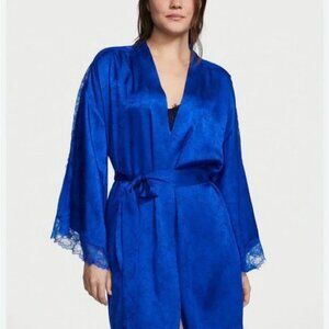 Victoria's Secret Royal Blue Lace-Trimmed Robe